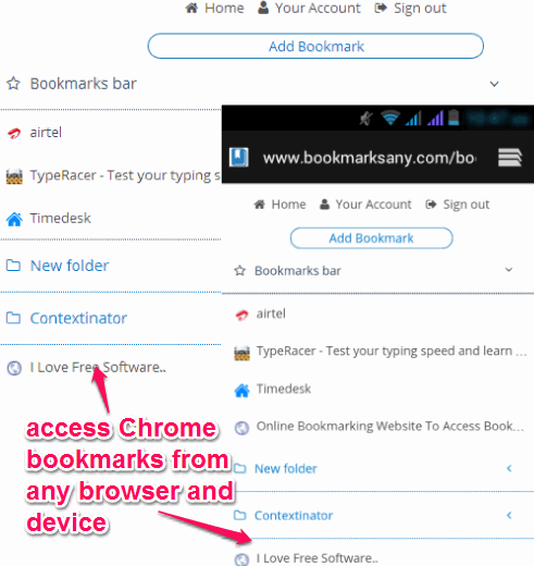 add Chrome bookmarks from any browser and device