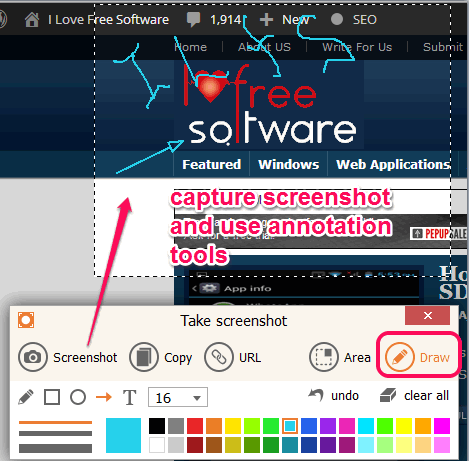 capture screenshot and use annotation tools