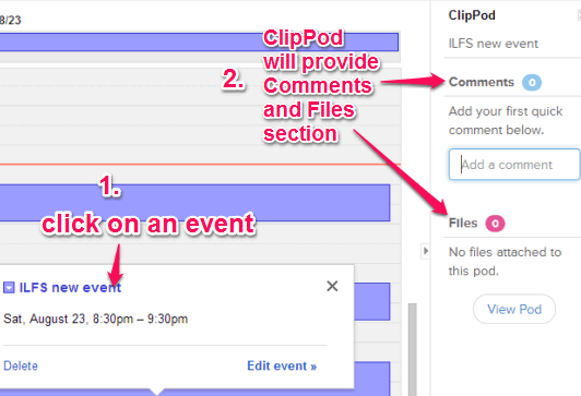 click on an event to use ClipPod