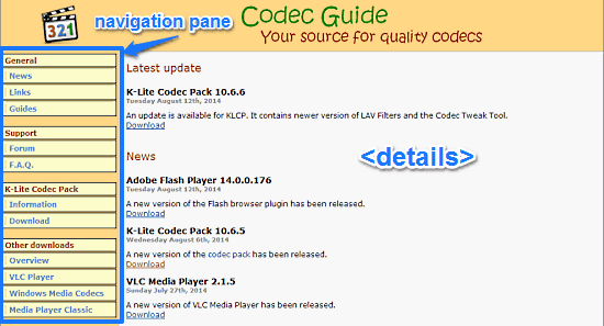 codec guide mainui