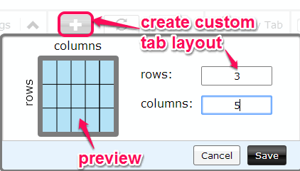 create custom tab layout