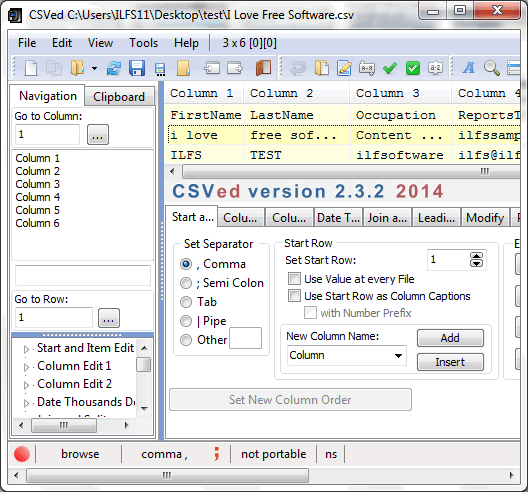 csv file reader - CSVed