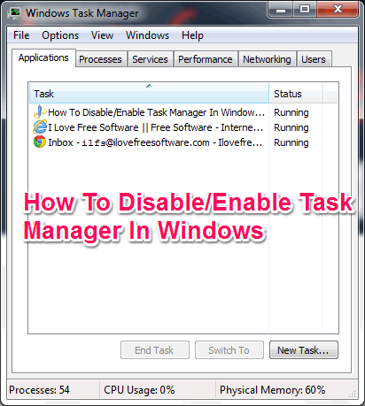 disable n enable task manager interface