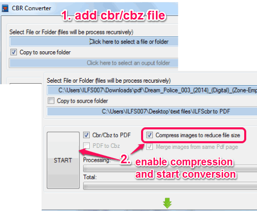 enable images compression and start conversion