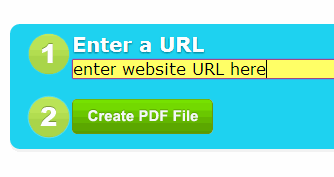 enter website URL to create PDF file