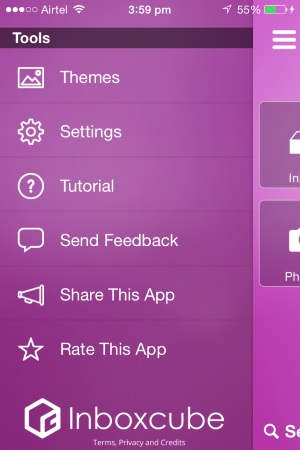 inboxcube side menu