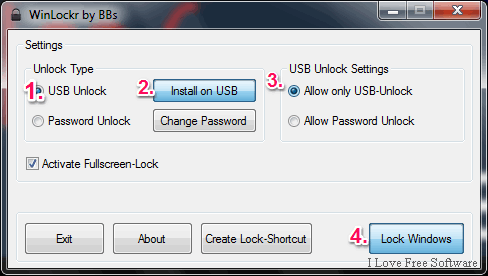 lock n unlock computer using pen drive - WinLockr