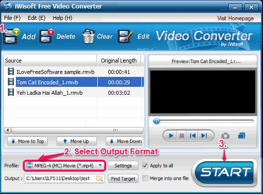 rmvb to mp4 - iWisoft Free Video Converter
