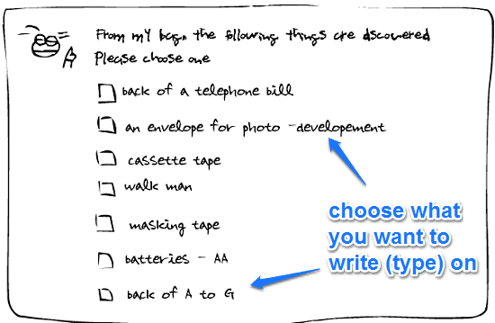 select what to write on