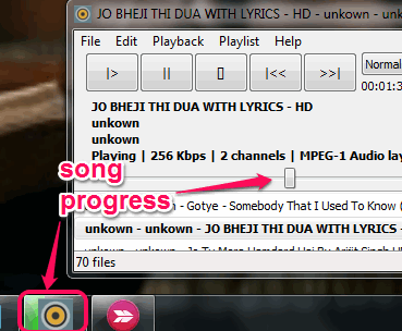 song progress in taskbar icon