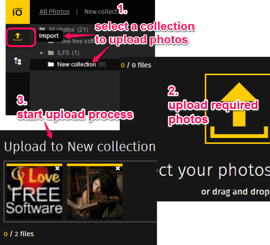 upload photos to selected collection