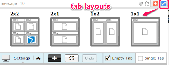 use extension icon to open tab layouts