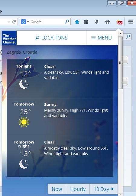 weather forecast addons for Firefox 1