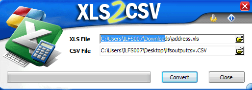 xls2csv- interface