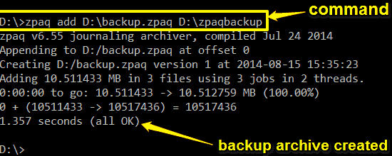 zpaq create backup