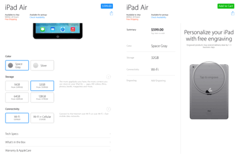 Buying Apple Product from Apple Store App for iPad