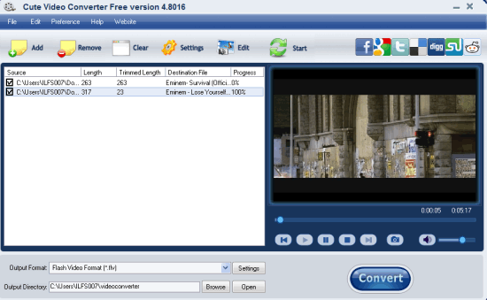 Cute Video Converter Free Version- interface