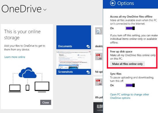 Free Up Drive Space-OneDrive
