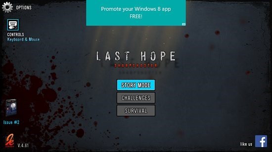 Last Hope - Zombie Sniper 3D Main Screen