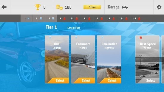Need For Racing select tier