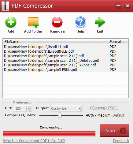 PDF Compressor- interface