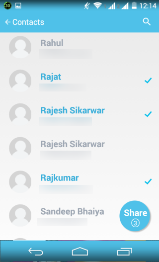 Selecting Contacts to Share Location
