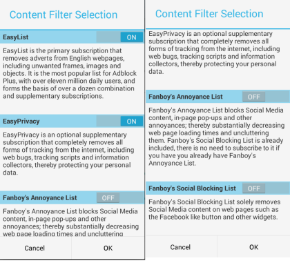 Setting Filters for Android Browser