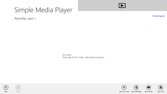 Simple Media Player Main Screen