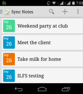 Sync Notes Home Screen