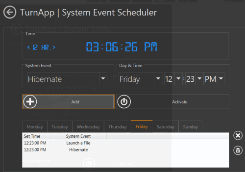 System Event Scheduler option