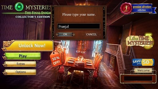 Time Mysteries 3 enter player name