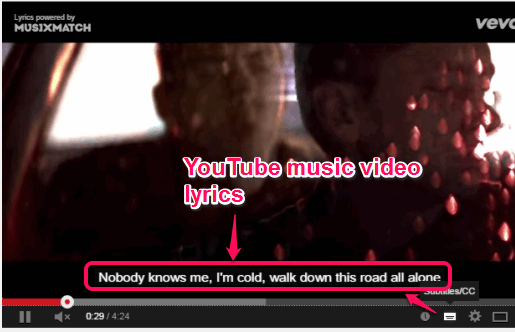 YouTube music video lyrics provided by musiXmatch