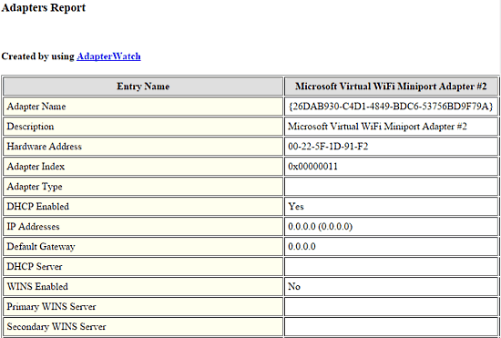 adapterwatch html report