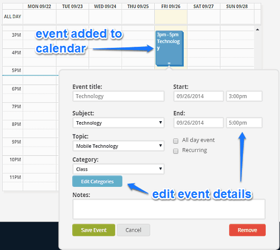 adding events to calendar