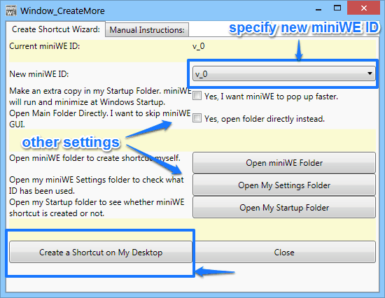 another instance miniwe settings