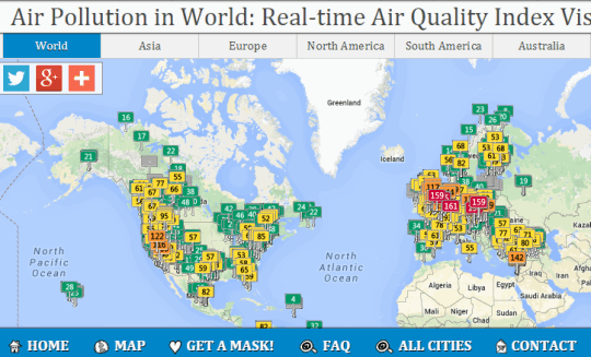 check real time air quality index and air pollution level in world
