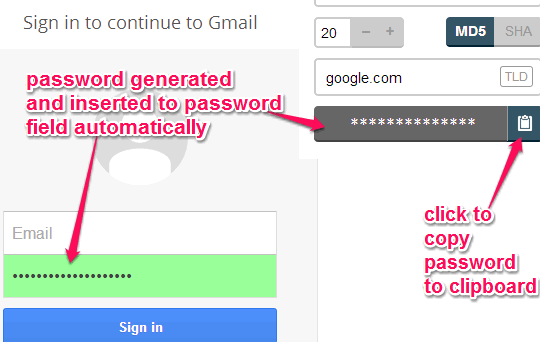 copy generated password to clipboard