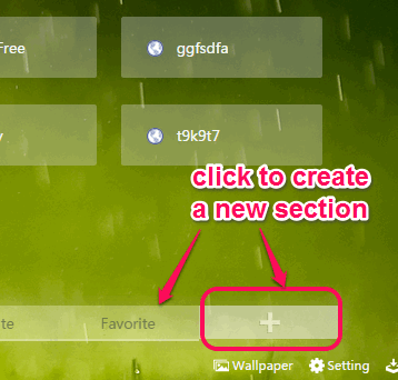 create new section to add more websites