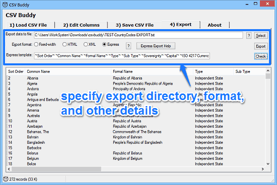 csv buddy export