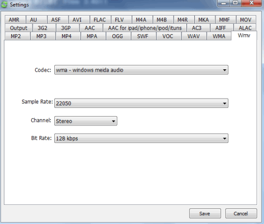 customize output settings