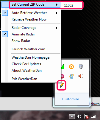 enter a particular zip code to fetch weather report