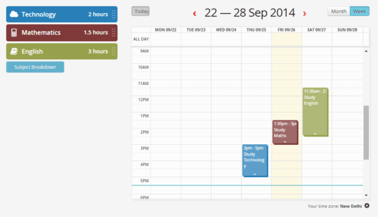 exam time study planner in action