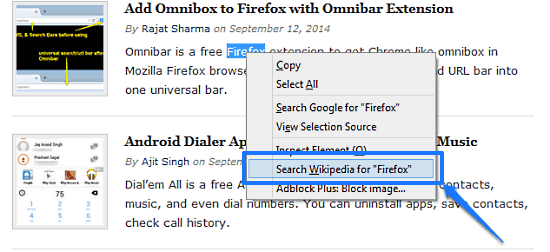 firefox wikisearch in action