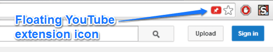 floating youtube extension icon