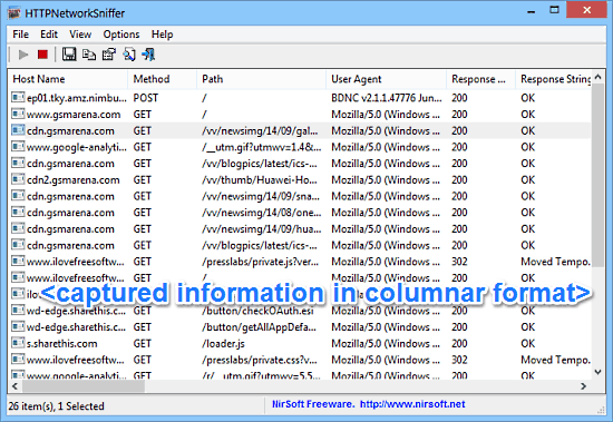 http network sniffer working