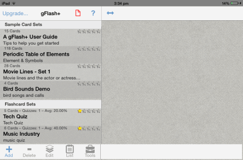 iPad Flash Card Maker Dashboard