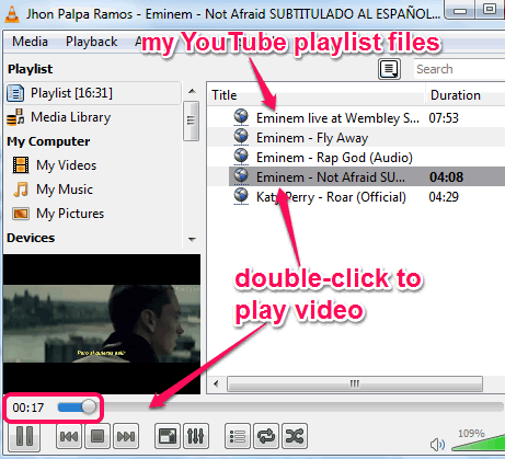 import YouTube playlist and play in VLC
