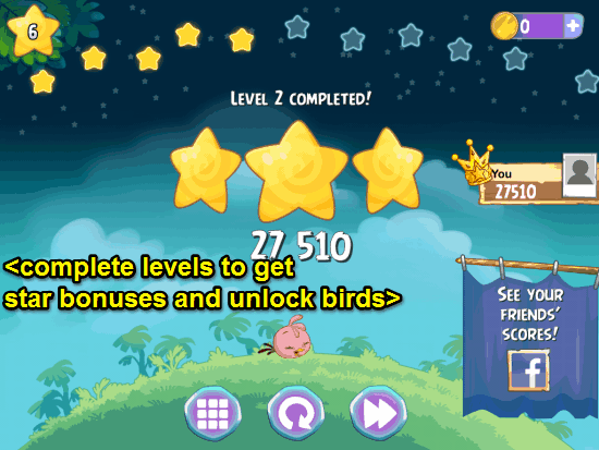 level complete angry birds stella