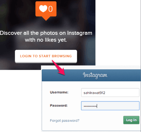 login to your Instagram account