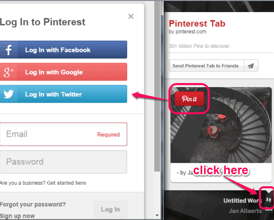 login to your Pinterest account